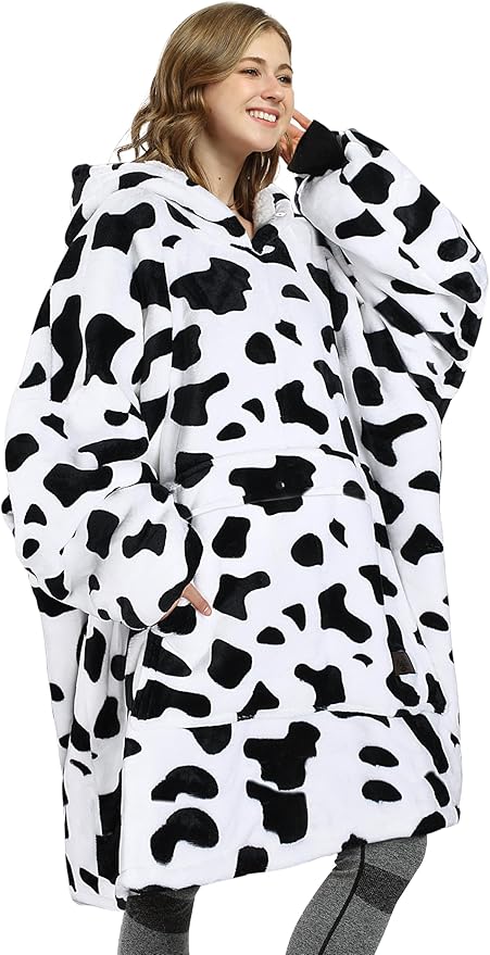 Catalonia Oversized Blanket Hoodie Sweatshirt, Wearable Sherpa Lounging Pullover for Adults Women Men