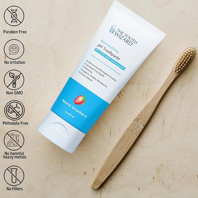 pH Balancing Toothpaste | Natural Strawberry Flavor | Fluoride-Free | SLS-Free | Gentle Whitening | Supports Healthy Oral Microbiome | 3 oz