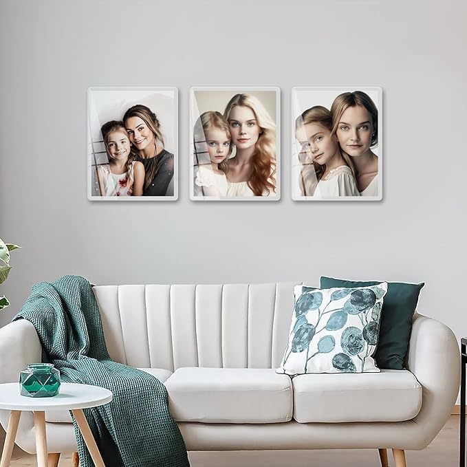 Bluesun 11×14 Picture Frame White, Vertical & Horizontal Wall & Tabletop | 11×14 White Photo Frame with Tempered Glass & Rounded Corners,Ideal for Family & Friends, Living Room Bedroom Hallway Office