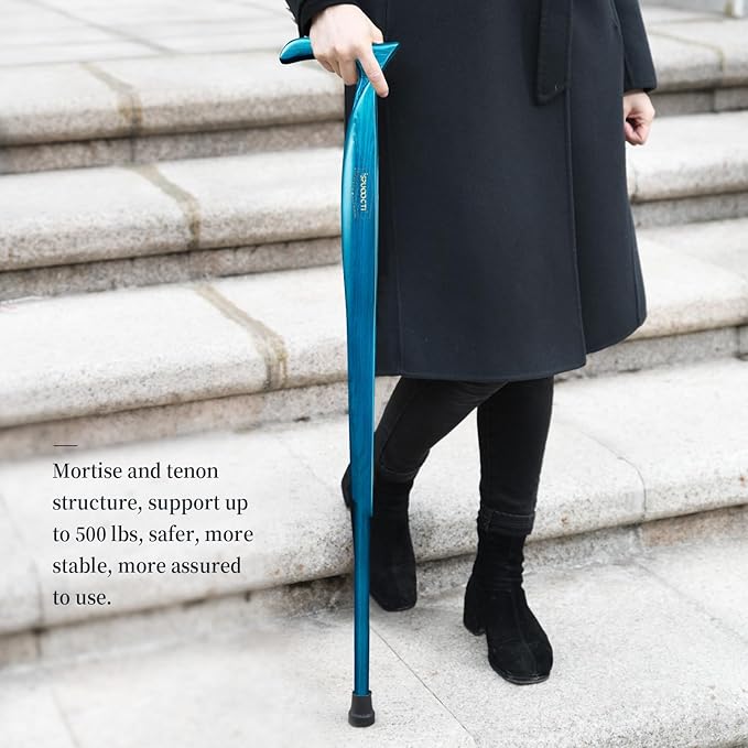 Wooden Walking Cane for Men and Women -Natural Solid Wood, 3 Rubber Tips, Heavy Duty, with Travel Bag- Wooden Walking Stick, Ergonomic Canes for Seniors Unisex Walking Canes