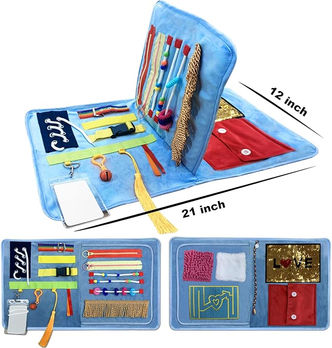 Fidget Blanket for Adults with Dementia, Dementia Activities for Seniors, Alzheimer's and Dementia Therapy Aid Busy Blanket, Anxiety Relief, Sensory Stimulation
