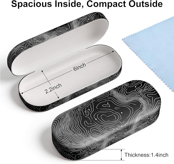 Hard Shell Leather Sunglasses Case,Classic Fashionable Cute Large Glasses Case for Women Men,Sunglass Eyeglasses