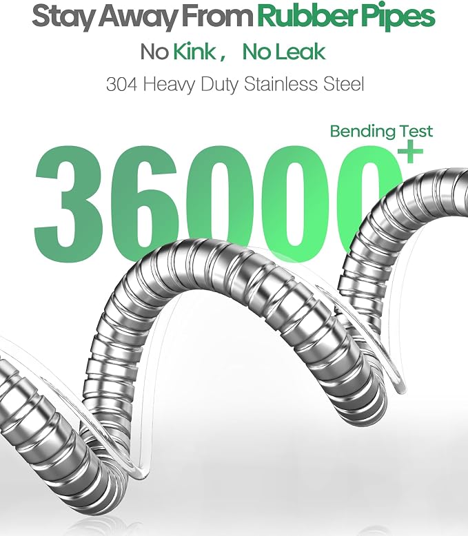 Metal Garden Hose 20 ft Connector, Stainless Steel Long Hose Extension Adapter for Hose Reel, Small, Flexible, Lightweight & Heavy Duty Water Pipe, No Kinking Short Outdoor Water Hose for Yard 20 Feet
