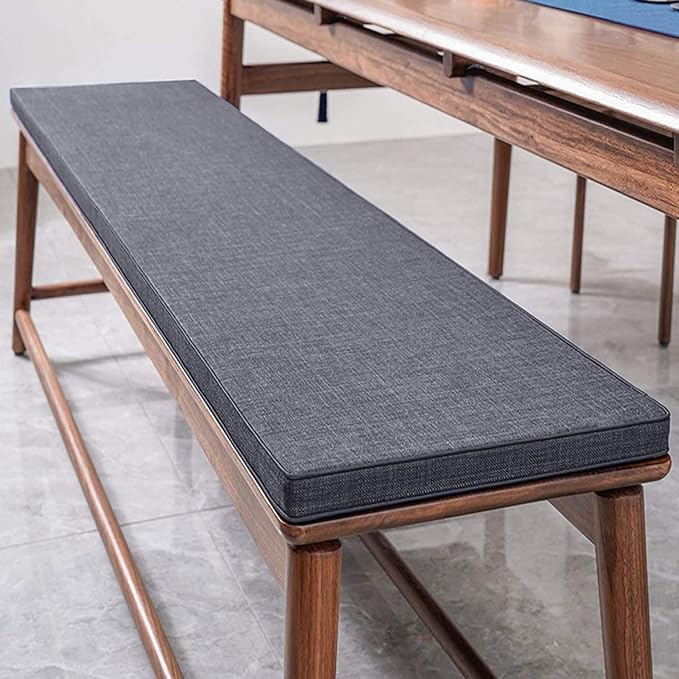 Cushion Custom Size for Bench, Customize Cushion for Indoor Outdoor Patio Furniture Window Seat, Linen Cover with Zipper and 45D High-Resilience Foam Insert (Custom Sizes, Dark Grey)