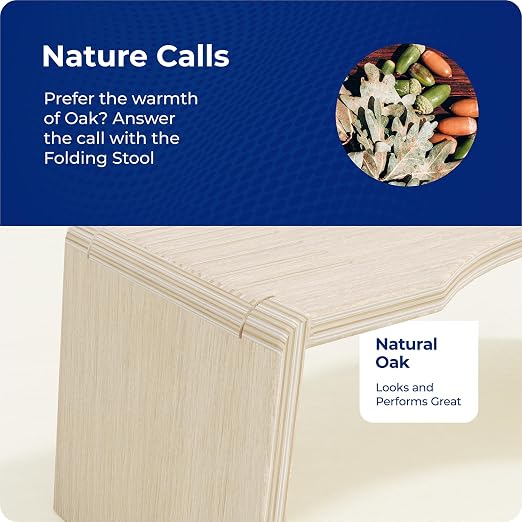 Squatty Potty Oslo Oak Folding Toilet Stool – Compact, Stylish, and Space-Saving Design for Better Bathroom Posture, Durable Oak, No Assembly Required