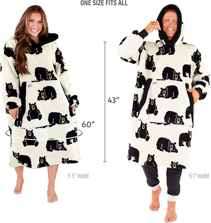 LazyOne Oversized Blanket Hoodie, Oversized Hoodies for Women and Men, One Size Fits All Wearable Blankets