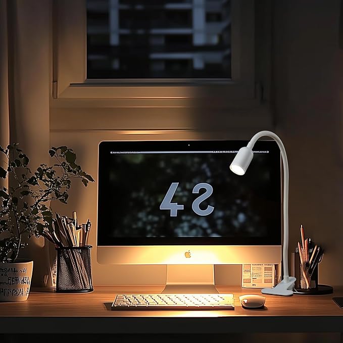 LED Reading Lights for Bed Headboard, Clip on Spotlight Lamp for Desk, Dorm Bed, Dimmable USB Clamp Book Light with Flexible Gooseneck, Change Color Temperature 3000/4000/6000K