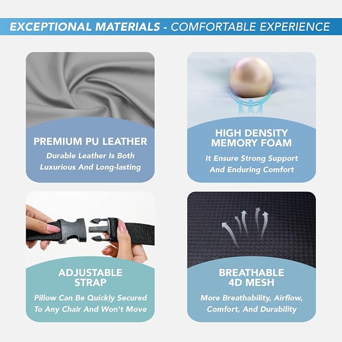 Lofty Aim Lumbar Support Pillow for Car, Car Seat Back Support for Driving | Memory Foam Car Lumbar Support for Driving Seat, Car Back Cushion, Adjustable Straps, Lower Back Pillow, Dark Grey