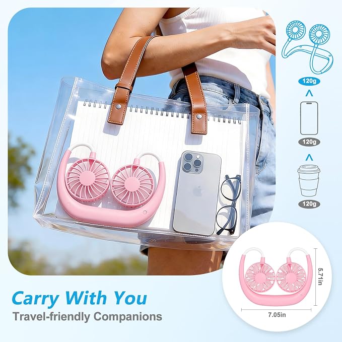Neck Fan Portable Neck Fans Rechargeable Personal Fans For Your Neck Wearable Fan Neck Air Conditioner Cooling Neck Fan With 360 Degree Rotation 2000mAh For Travel Sports Walking And Outdoor Working