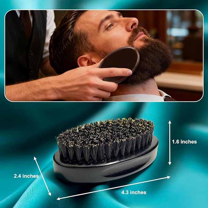 4.3 IN Natural Boar Bristle Beard Brush for Men | Premium Wooden Handle with Boar Bristles, Pocket Travel, Mustache Grooming Tool, for Husband & Father