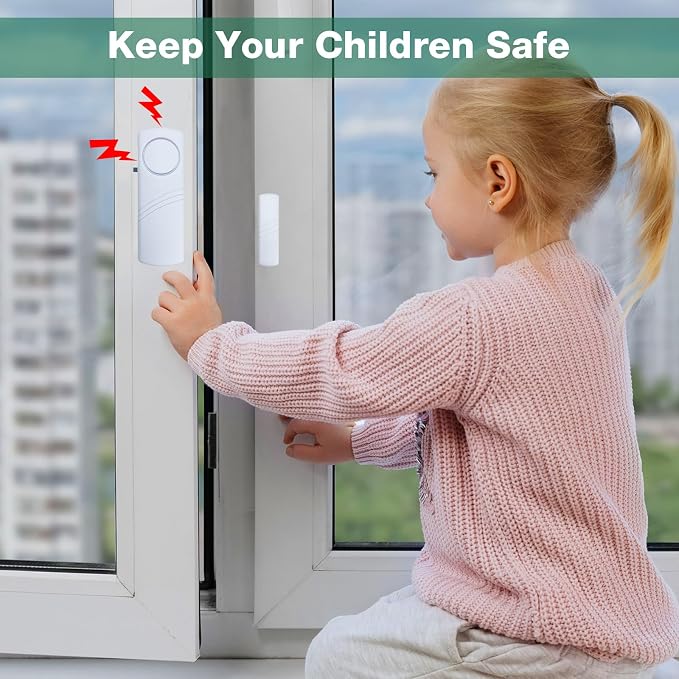 Door Window Alarm, 90DB Door Alarms for Kids Safety, Door Window Burglar Alarm, Window Pool Alarms for Home, Apartments, Offices, Hotel Rooms (18 Pack)
