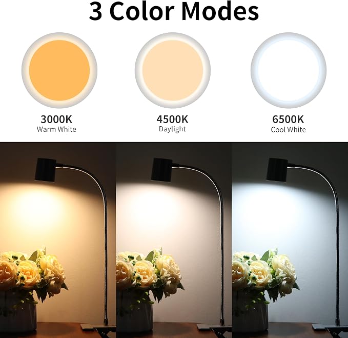 Dott Arts Desk Lamp,USB Clip On Light with 3 Color Modes,LED Reading Lamp | 360° Gooseneck Book Light,Eye-Care Reading Light for Home Office,10 Brightness Headboards Grey