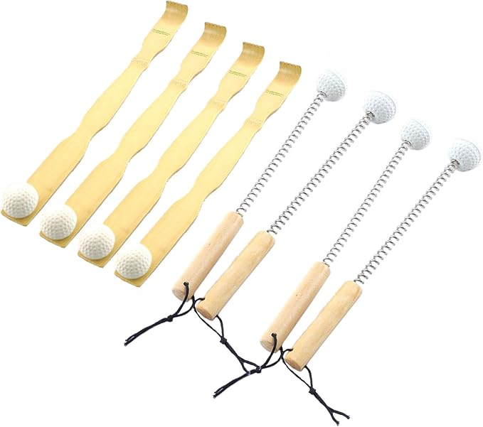 BambooMN 4X Bamboo Bonger Back Scratcher & 4X Metal Mallet Bonger - 8 Total Units