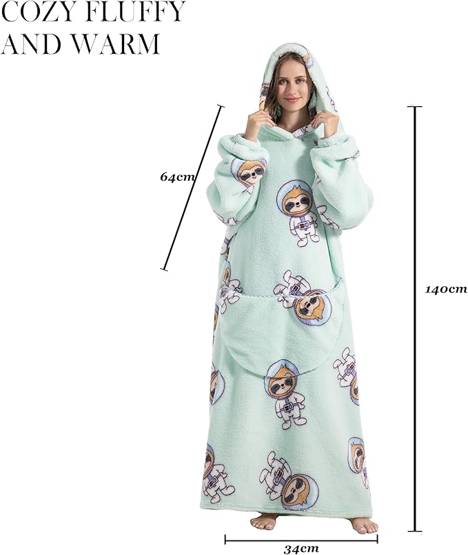 Blanket Hoodie, Long Hooded Blanket Sweatshirt as Birthday Gifts for Women Men, Long Wearable Blanket for Women Men.