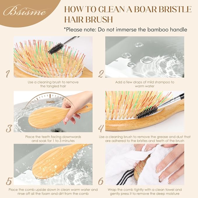 Boar Bristle Hair Brush, Natural Bamboo Paddle Detangler Hairbrush | Aanti static, scalp massage, smooths hair, boosts shine & health, works for women, men & kids thick thin curly wet dry hair