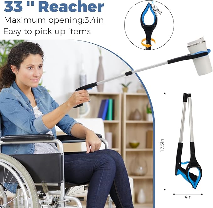 6 PC Hip Replacement Recovery Kit for Elderly and Knee Back Surgery Patients with Grabber, Sock Aid, Leg Lifter, Shoe Puller, Back Scratcher, Bath Sponge, Essential Tools for Recovery After Surgery