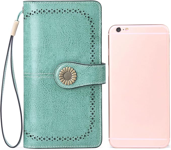 SENDEFN Wallets for Women Leather Credit Card Holder with RFID Blocking Large Capacity Wristlet | with RFID Blocking