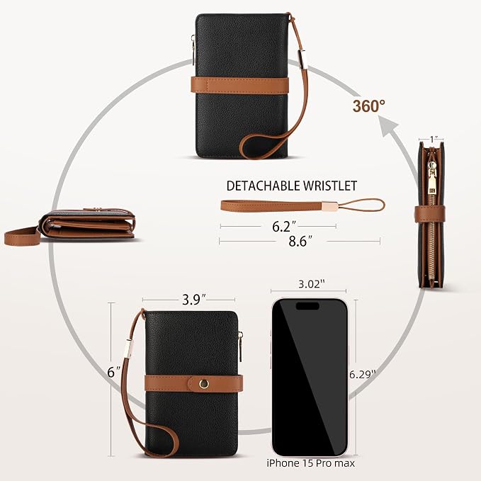 Small Wallet Women RFID Blocking Vegan Leather Slim Thin Bifold Credit Card Wallet Passport Holder Ladies Travel Wallet Mini Purse with Zipper Pocket