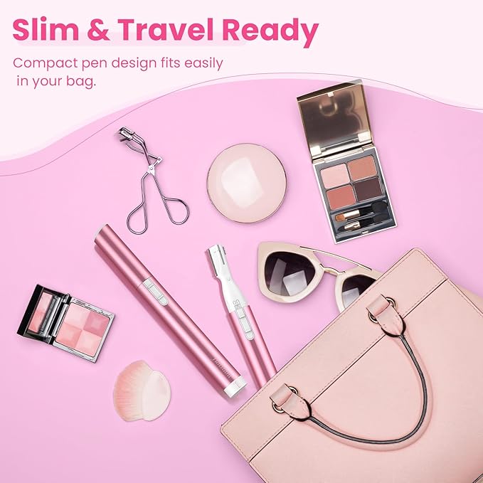 Upgraded Eyebrow Trimmer, Precision Electric Eyebrow Razor for Women Battery-Operated Facial Hair Remover with Comb No Pulling Sensation Painless for Face Chin Neck, Upper-Lip, Peach-Fuzz