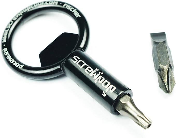 Screwpop Screwdriver Universal Magnetic Bit Holder for Keychain | Carabiner Multi-Tool Bottle Opener (Includes Removable Double-Sided Phillips and Flathead Bit)