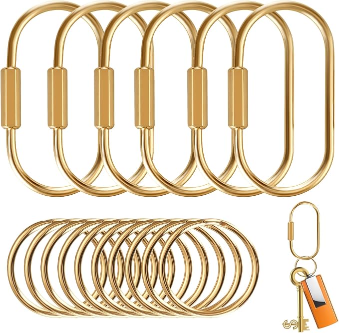 Muitcdo Brass Key Rings Bulk, Key Chain Organizer Holder for Men Women with Secure Screw Locking