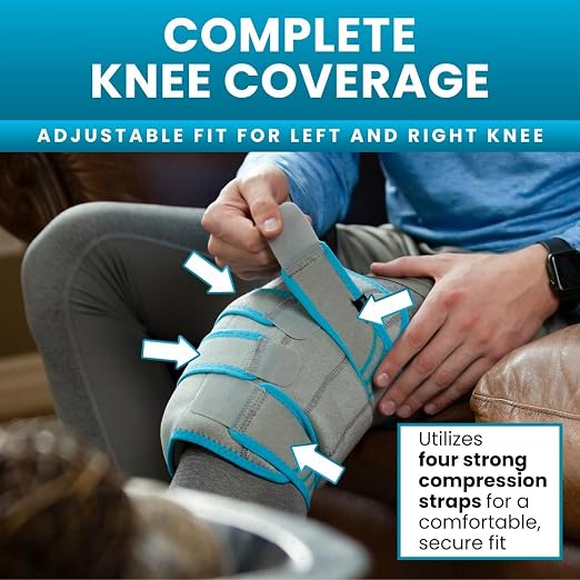 Vive Knee Ice Pack Wrap (2 Pack) - Cold/Hot Gel Compression Brace | Strap for Arthritis Pain, Tendonitis, ACL, Athletic Injury, Osteoarthritis, Women, Men, Running, Meniscus, Patella, & Surgery