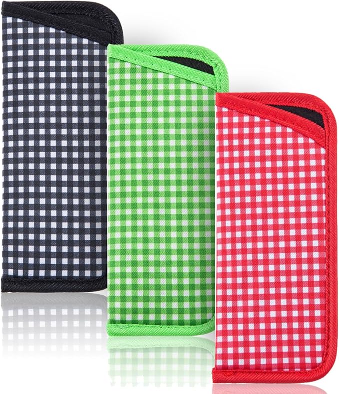 TRIUMPH VISION Reading Glasses Pouch Eyeglass Sleeve Soft Case Slim 3 Pack | Alternative to Bulky Case Lightweight，Neoprene Lined Padded Protect Optical lens Slip in, Cute Pattern Portable for Daily Use