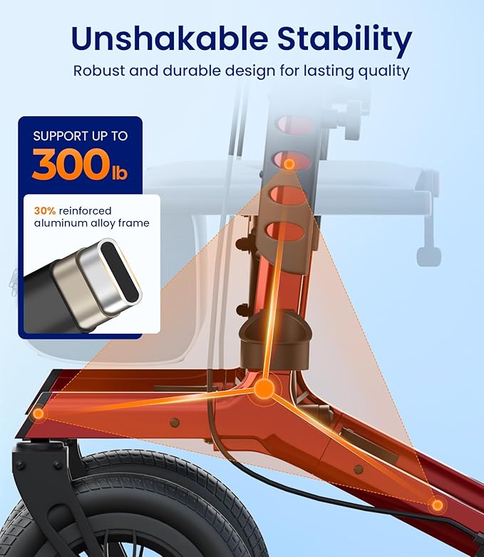 VOCIC Walker with Seat for Seniors, Z57 Outdoor Rollator Walker with 12" All Terrain Big Wheels, 7-Level Adjustable Height Rolling Walker with Safety Brakes, Storage Bag, Cup Holder