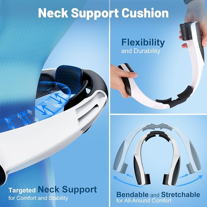 Portable Neck Fan with 6 Powerful Speeds, 8000mAh Battery Rechargeable Fan | 20H Runtime, Hands-Free 360° Cooling Personal Wearable Neck Fan, Gift for Women Men Travel Concerts(Black-White)