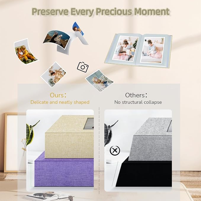 popotop Photo Album 4x6-100 Photos Photo Books with 100 Vertical Pockets,Linen Cover Albums for Family Wedding Anniversary Baby Vacation Pictures