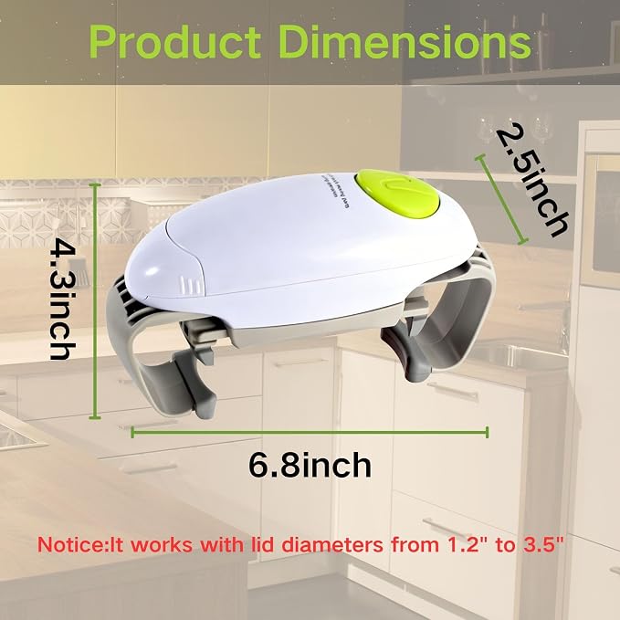 Electric Jar Opener, GotomRich Higher Torque Hands-Free Automatic Lid Opener for Seniors with Arthritis, One-Touch Battery Operated Jar & Bottle Opener Fits Most Jar Sizes (1.2"-3.5") for Weak Hands