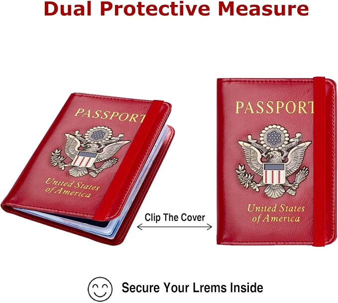 Premium Passport Holder for Travel RFID Blocking Passport Cover Slim | Passport Cover for Women Men Leather US Passport Wallet Case for Travel Passport Book Cover Travel Document Organizer Carrier