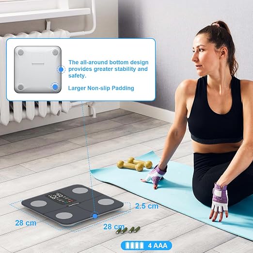 Smart Scale for Body Weight – Large Display Digital Scales with BMI, Body Fat, Muscle Mass, Professional Accurate to 0.05lb Bathroom Scales with Bluetooth APP Body Metrics