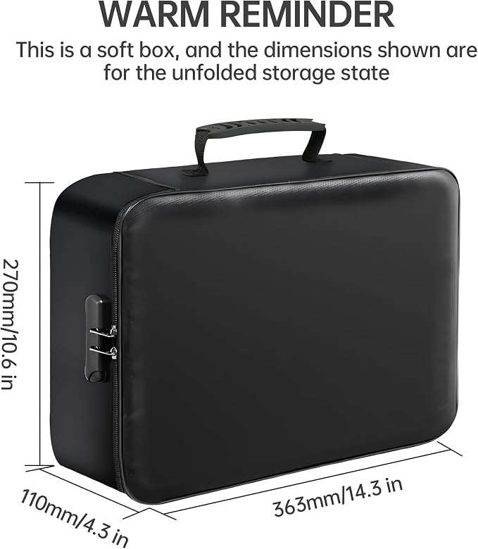 GIANTLUMl Document Bag with Lock,Fireproof 3-Layer File Storage Case with Water-Resistant Zipper,Document Safe Portable Travel Home Organizer Bag for Laptop,Home&Office,Certificates,Gifts for Him