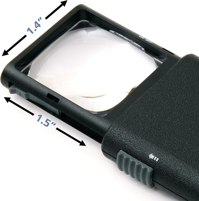Carson LumiPop 5x Power LED Lighted Slide-Out Aspheric Magnifier (LP-66) , Black | LED Lighted Slide-Out Aspheric Magnifier - Slide-Out Magnifier with a Protective Snap-Out Plastic Case (LP-66)