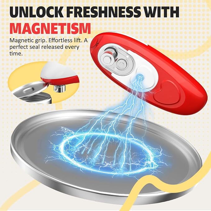 Electric Can Opener, One-Touch Automatic Can Opener Easy Side Cut All Can Sizes with Smooth Edge, Handsfree Battery Operated Kitchen Gadget Safe for Seniors & Arthritis