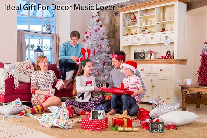 Dosmix Retro Bluetooth Speaker, Vintage Decor, Portable Wireless Bluetooth Speaker, Cute Old Fashion Style for Kitchen Desk Bedroom Office Outdoor Accessories for iPhone Android (Yellow)