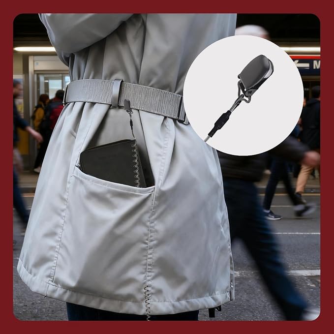 Passport Holder with Tether and Clip to Prevent Loss and Theft, Rfid Passport Holder for Travel, Passport Wallet, Passport Cover for Men and Women (Black - Tether and Clip)