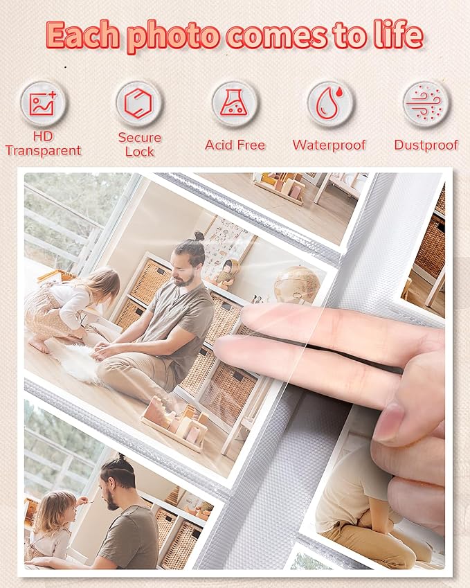 Artfeel Photo Album 4x6 with 100 Pockets,Slip-in Picture Albums,Linen Cover Memory Book with Front Window,White Page Vertical Photo Book for Wedding,Family,Anniversare,Baby,Vacation