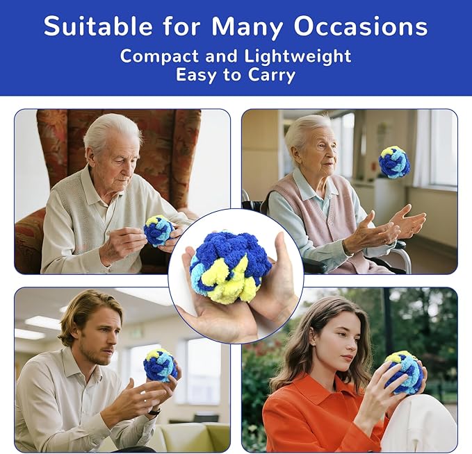 Sensory Ball for Anxiety Relief and Alzheimer's Dementia - Squeezeable Fidget Ball for Alzheimer's Dementia, Autism, ADHD, Bouncy Ball for Skin Pickers and Special Needs (Bright Blue)
