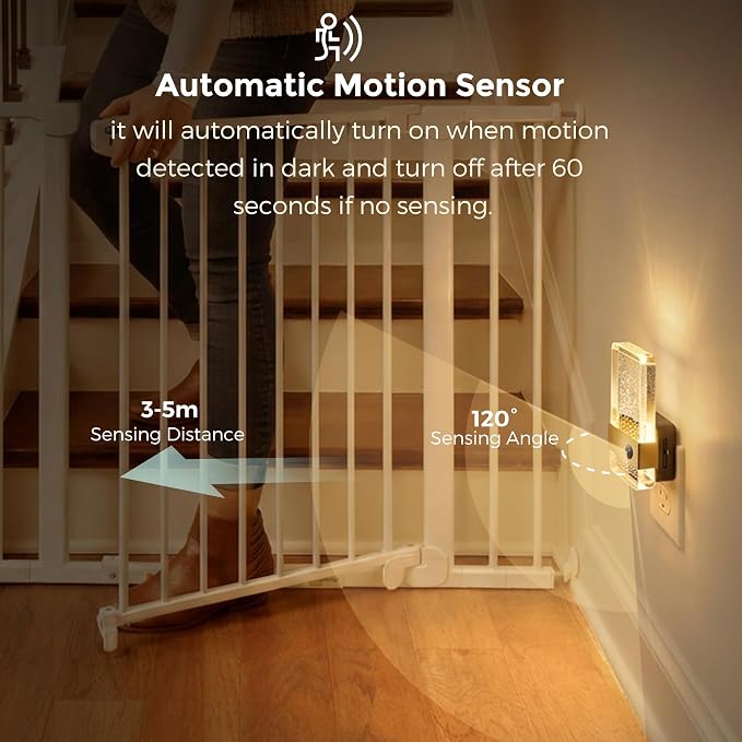 L LOHAS LED Motion Sensor Night Light, 2 Pack Night Lights Plug Into Wall Motion Activated and Dusk to Dawn Sensor, 0-100LM Dimmable Nightlight, Warm White Nightlights for Bathroom, Hallway, Gift
