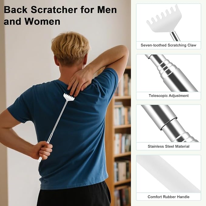 HOFASON Back Scratcher 6 Pack, Stocking Stuffers for Men Adults Women Teens | Christmas Small Bulk Gifts for Men Women Teens, White Elephant Gag Birthday Gifts, Party Favors Prizes for Adults (White)