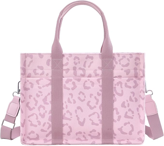 FIORETTO Canvas Tote Bag for Women with Zipper Closure & Individual Compartments for Work College for Teacher & Nurse
