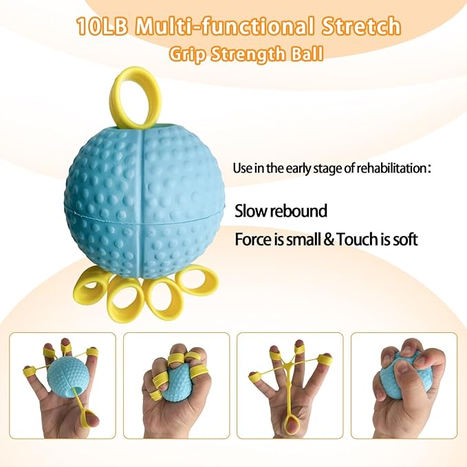 Hand Exercise Ball Squeeze Balls for Hand Therapy Finger Extension Exerciser Finger and Wrist Strengthener, Hand Grip Strengthener for Elderly, Weak Hand, Arthritis, Stroke, Carpal Tunnel