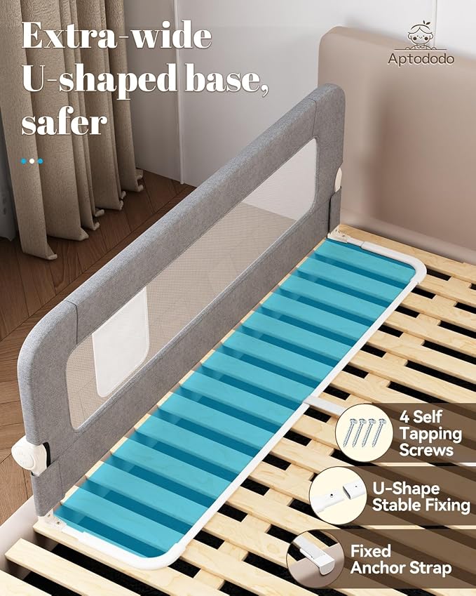 59" Upgraded Bed Rail for Toddlers with U-Shape Base, Toddler Bed Rails with More Stable and Secure, Fit for Twin, Full, Queen Size Bed,High/Low Mattresses, Box/Platform Bed