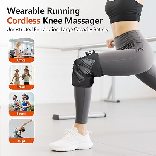 Cordless Knee Massager with Heat Vibration, Heated Electric Knee Brace Massager for Pain Relief, Muscle Relaxation, 3 in 1 Knee Warmers Wrap for Shoulder Leg Elbow, 4 Motors Christmas Gifts for Dad Mom