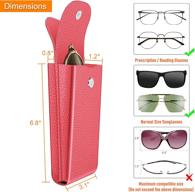 FINTIE Double Glasses Case with Carabiner Hook, Portable Vegan Leather Eyeglass Case Anti-scratch Sunglasses Pouch