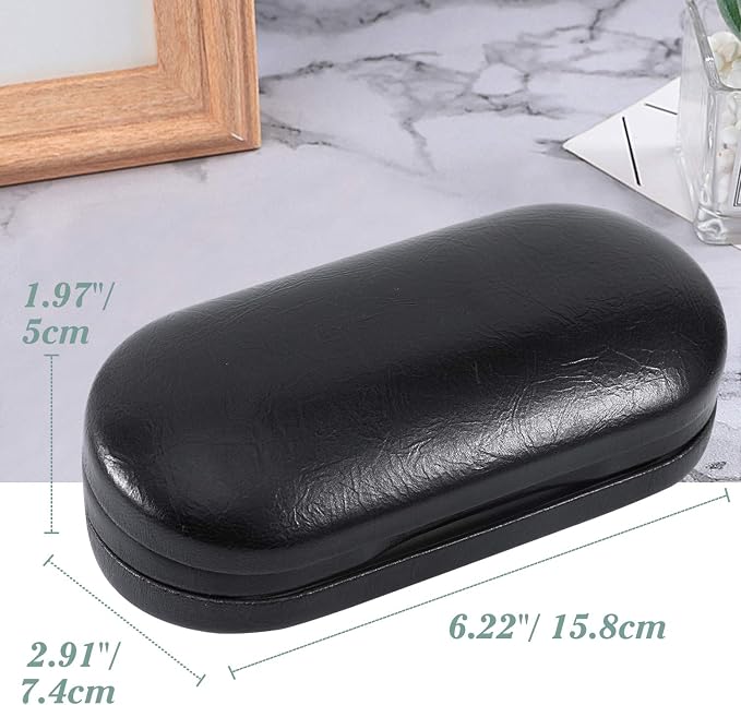 MoKo Double Eyeglass Case, Contact Lens Case with Mirror Tweezers Remover, 2 in 1 Double Sided Portable Contact Lens Box Holder Container Soak Storage Kit Sunglasses Pouch for Men & Women, Black