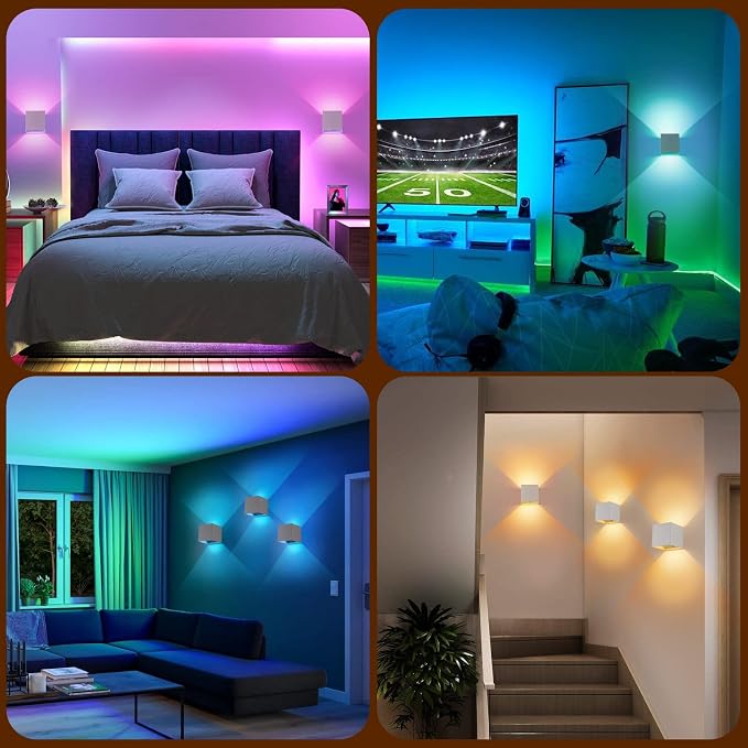RGB LED Wall Light, 6000mAh Battery Operated Wall Sconce16 Colors, Rechargeable, Remote Control, Dimmable, Magnetic, Cordless Wall Light for Bedroom Living Room Decor, White