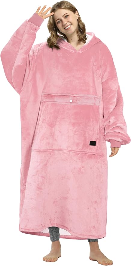 Catalonia Oversized Blanket Hoodie Sweatshirt, Wearable Sherpa Lounging Pullover for Adults Women Men